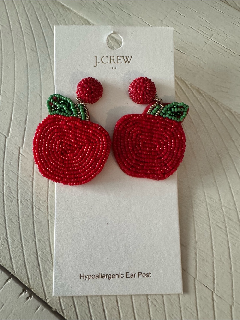 J. Crew Red Apple Beaded Earrings